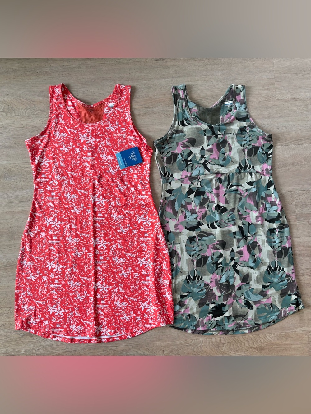 Columbia PFG Midway Bay Dress multi Freeze UPF 50 Hawaiian 2 dresses bundle sz L